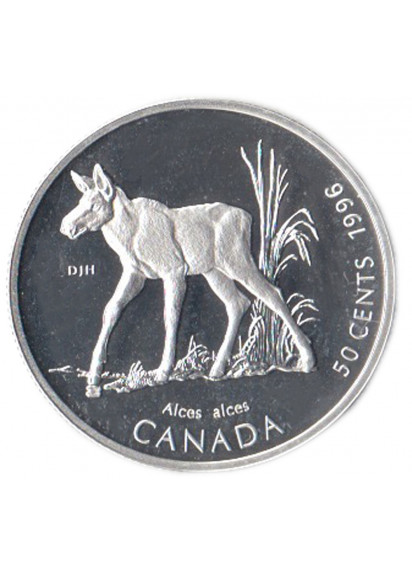 1996 - CANADA  50 Cents  Alce Ag Fondo Specchio